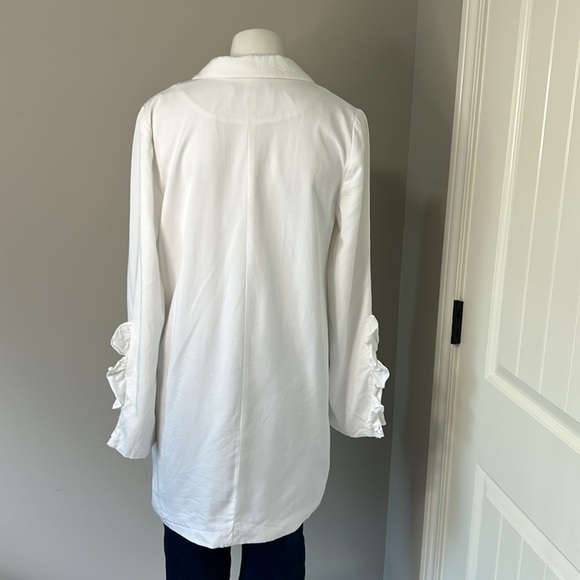 CAROLINE CONSTAS Ruffle Blazer Dress Split Ruffle Sleeve White Revolve Sz XS - Picture 9 of 16